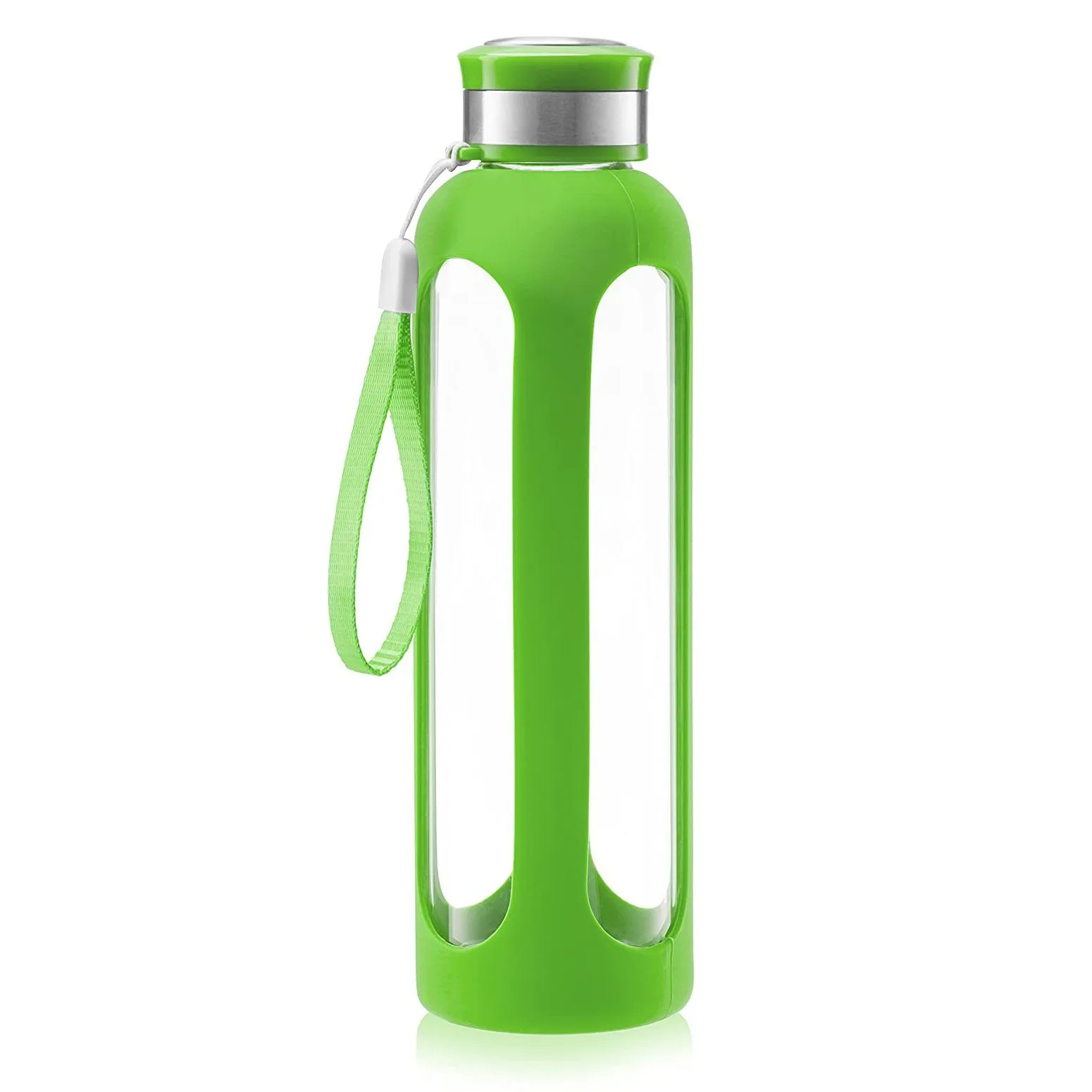 Swig Savvy Glass Water Bottles with Protective Silicone Sleeve & Stainless Steel Leak Proof Lid