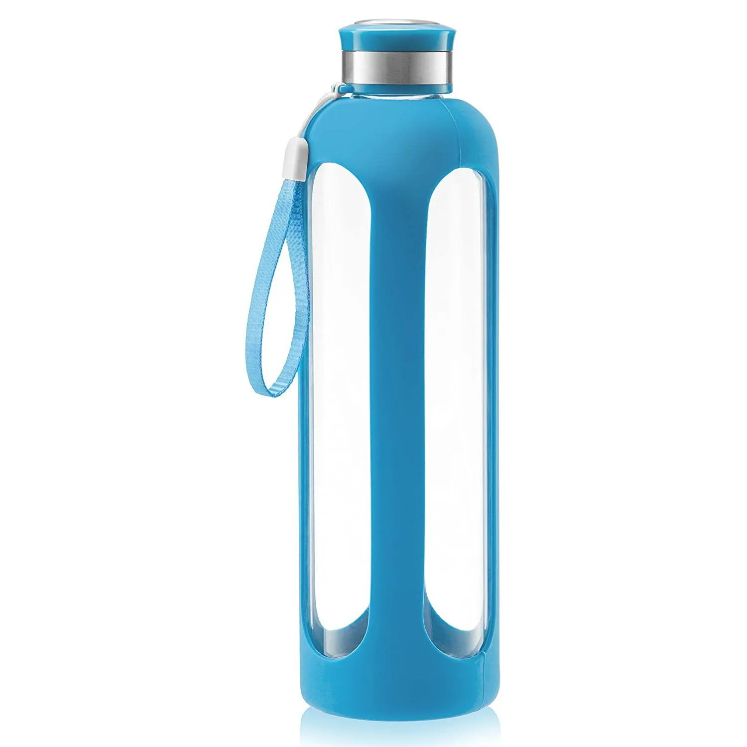 Swig Savvy Glass Water Bottles with Protective Silicone Sleeve & Stainless Steel Leak Proof Lid