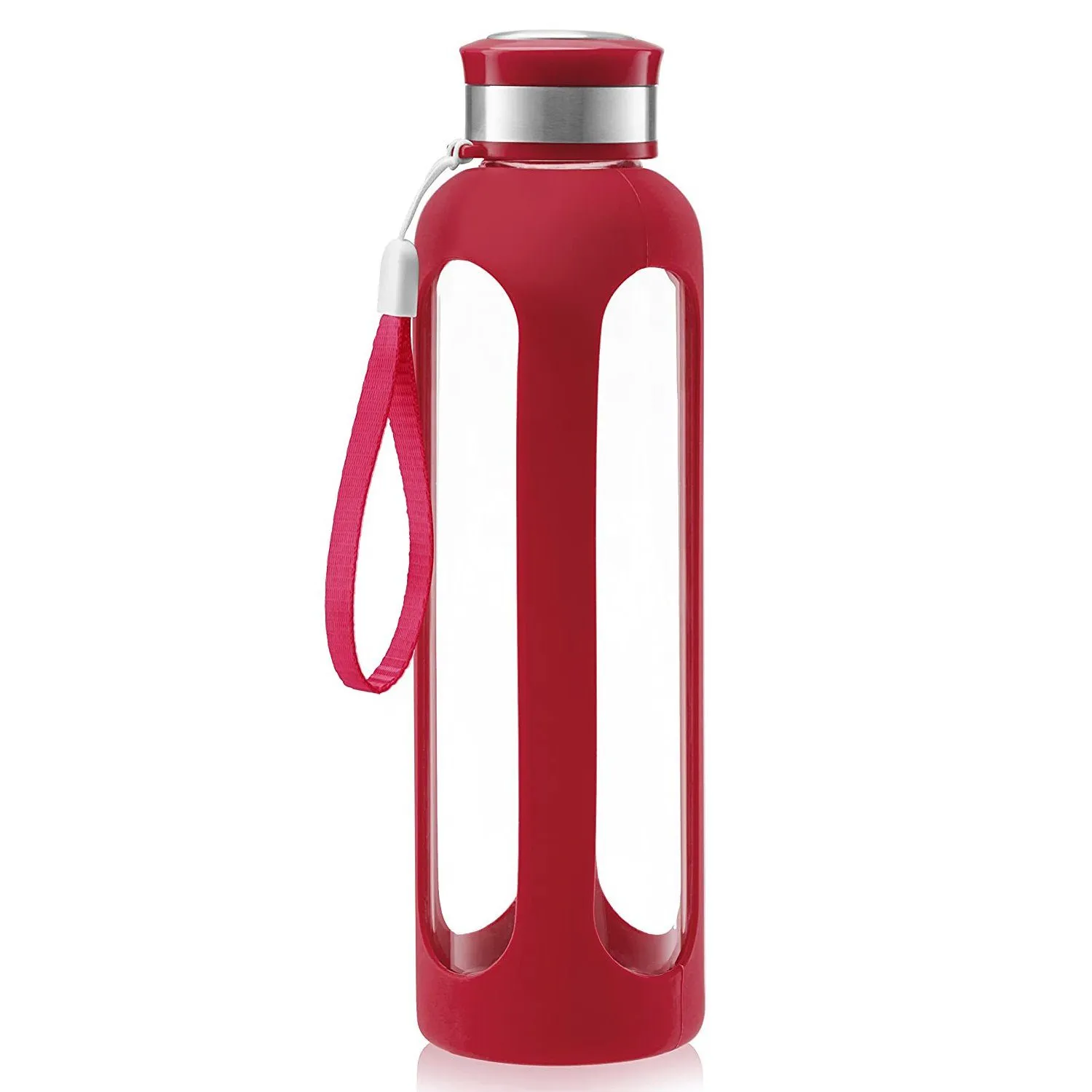 Swig Savvy Glass Water Bottles with Protective Silicone Sleeve & Stainless Steel Leak Proof Lid