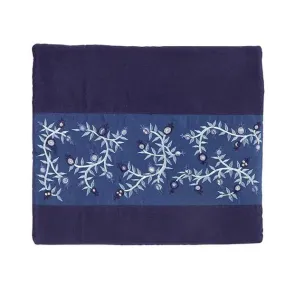 Tallit Bag - Embroidery - Pomegranates - Blue Stripe