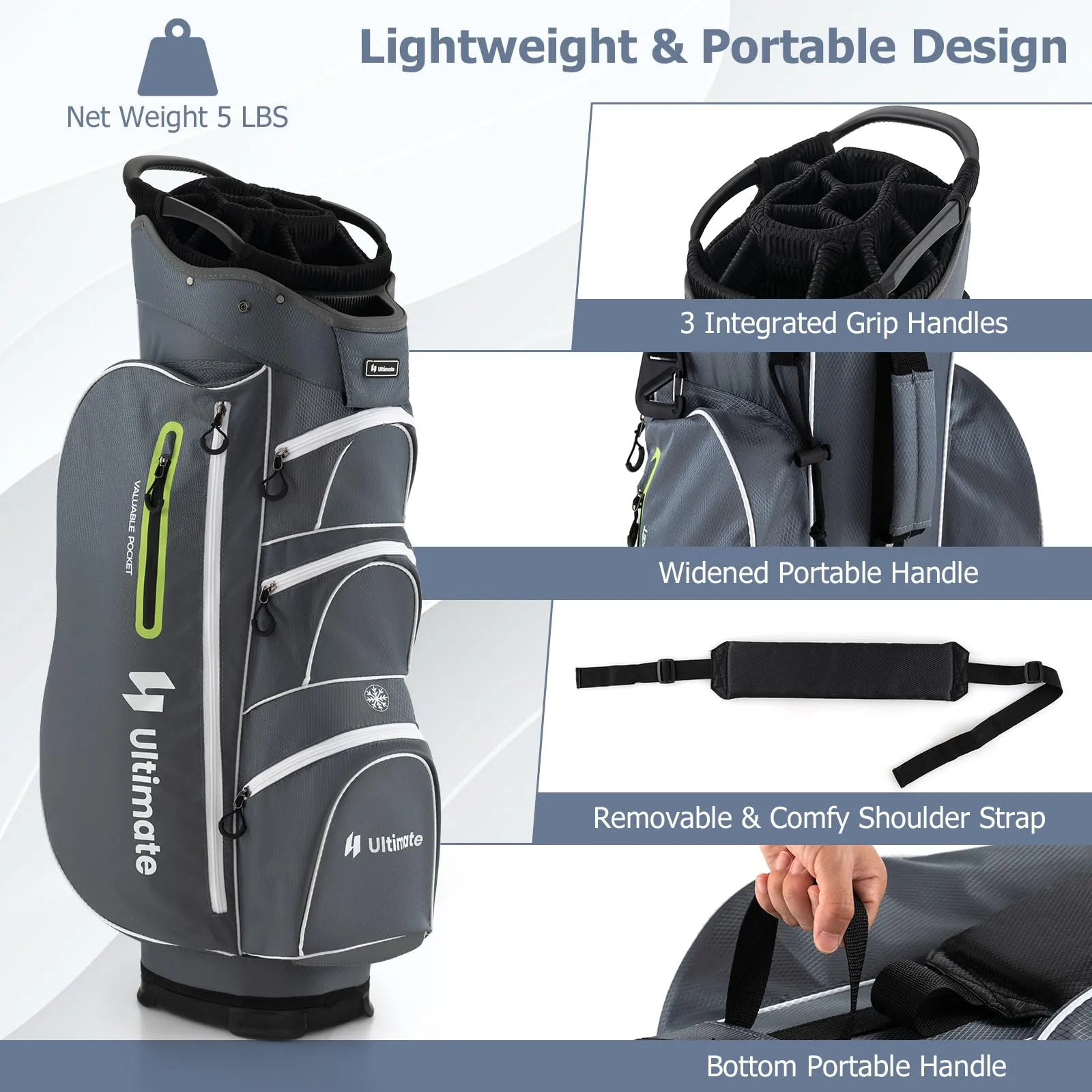 Tangkula Golf Cart Bag with 15 Way Top Dividers, Portable Golf Carry Bag for Men & Women