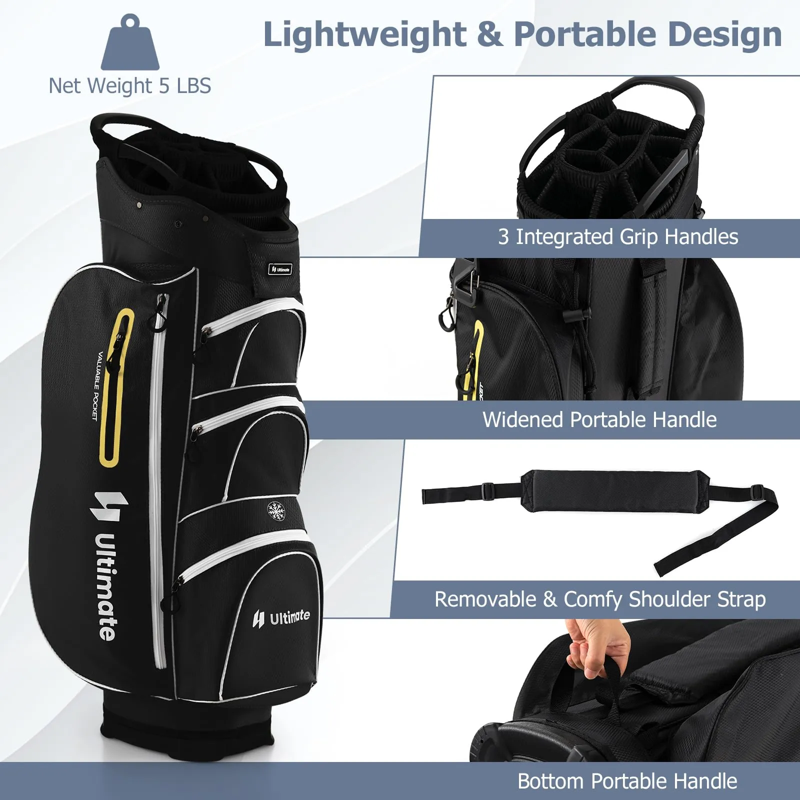 Tangkula Golf Cart Bag with 15 Way Top Dividers, Portable Golf Carry Bag for Men & Women