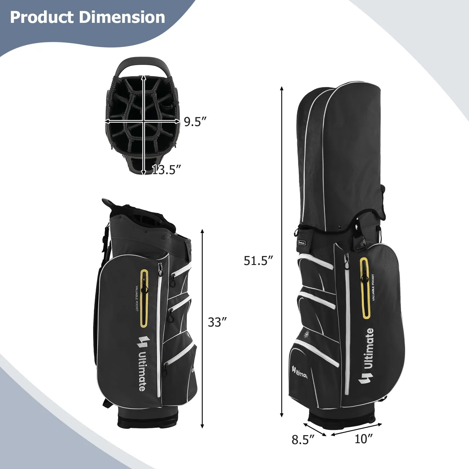 Tangkula Golf Cart Bag with 15 Way Top Dividers, Portable Golf Carry Bag for Men & Women