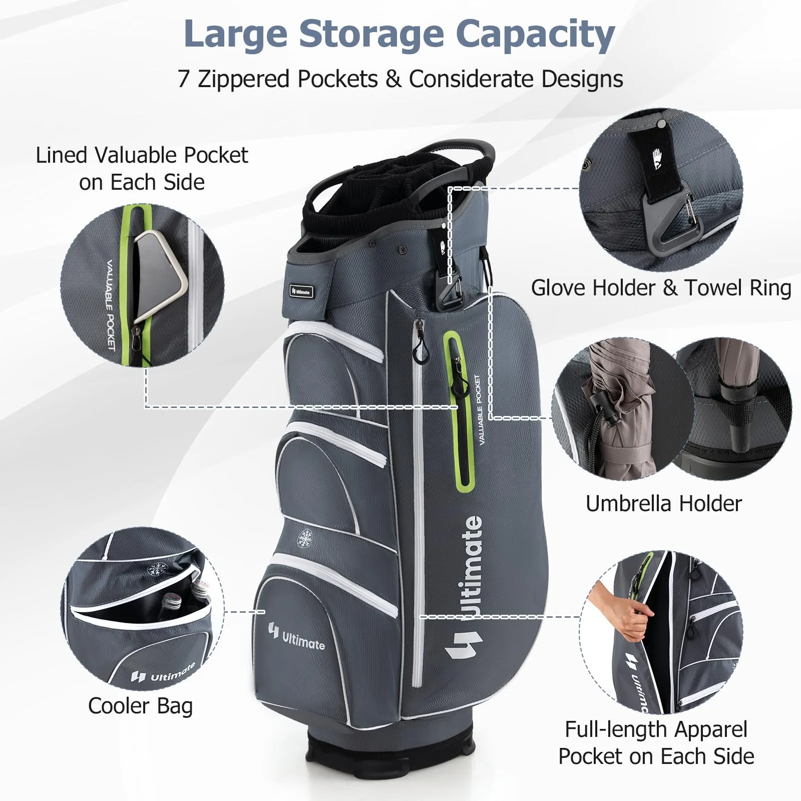 Tangkula Golf Cart Bag with 15 Way Top Dividers, Portable Golf Carry Bag for Men & Women