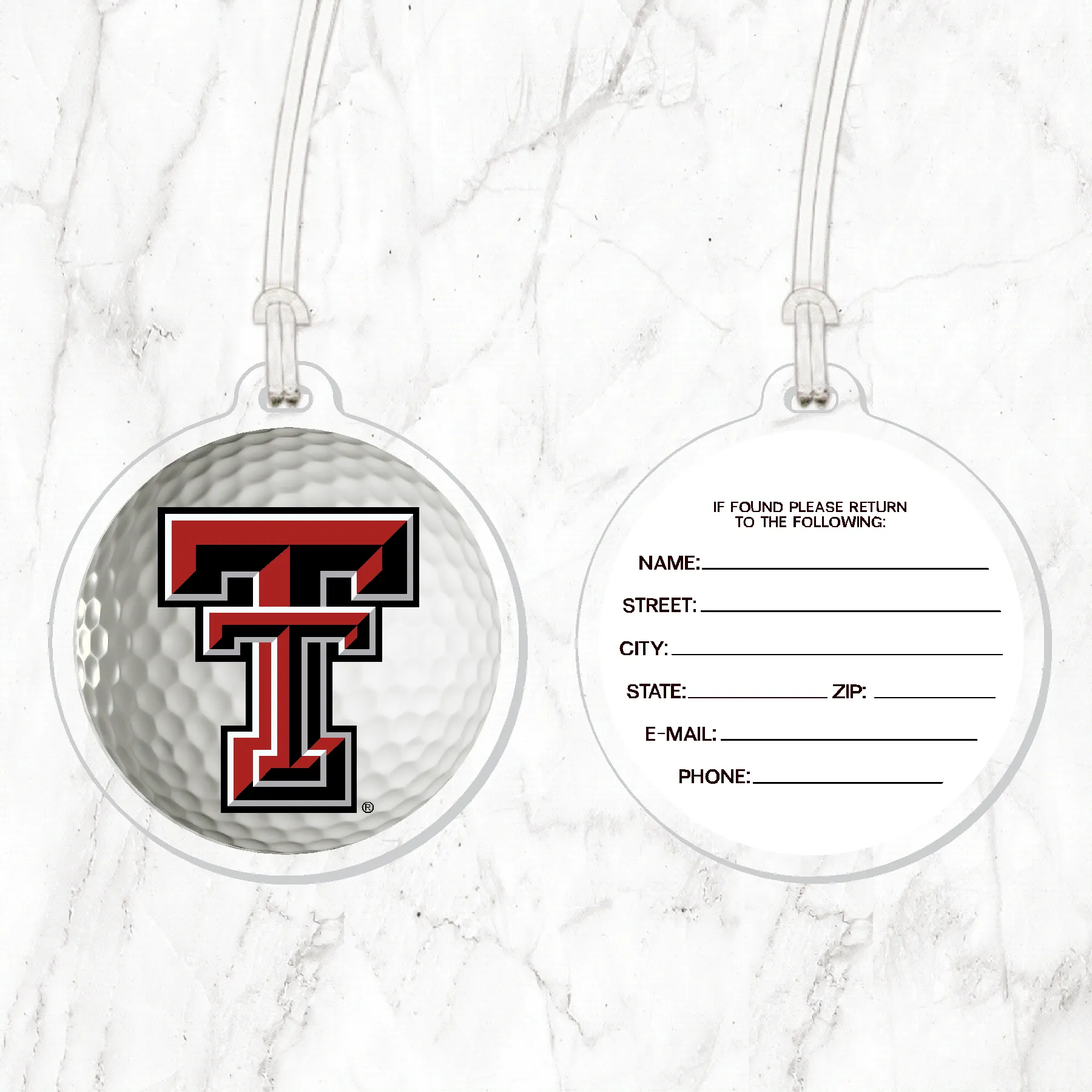 Texas Tech Golf Ball Luggage Tag