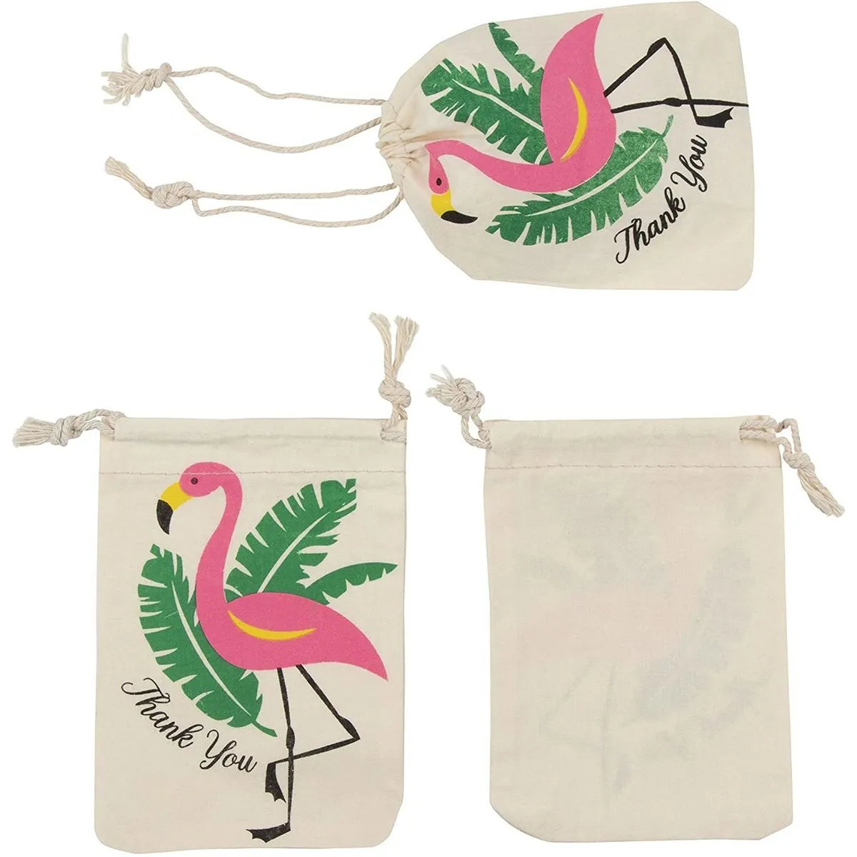 Thank You Drawstring Party Favor Bags for Flamingo Birthday Supplies (24 Pack)