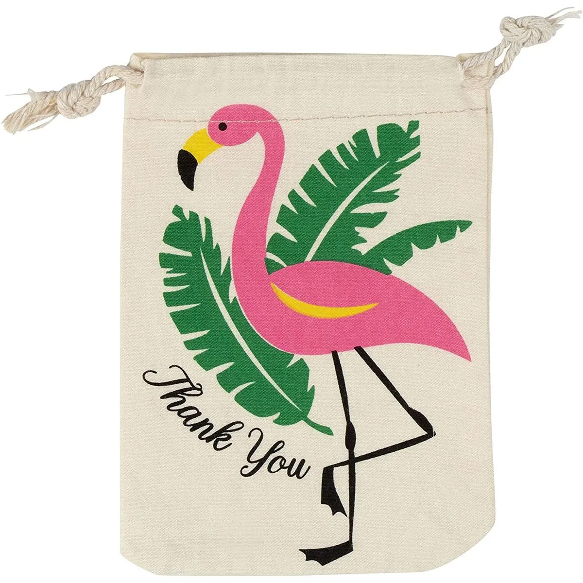 Thank You Drawstring Party Favor Bags for Flamingo Birthday Supplies (24 Pack)