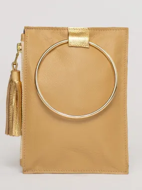 The Metal Ring Wristlet | Saddle