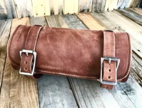 Tool Roll Harley Sportster Softail Chopper Bobber Indian Spring Seat Brown Distressed Leather