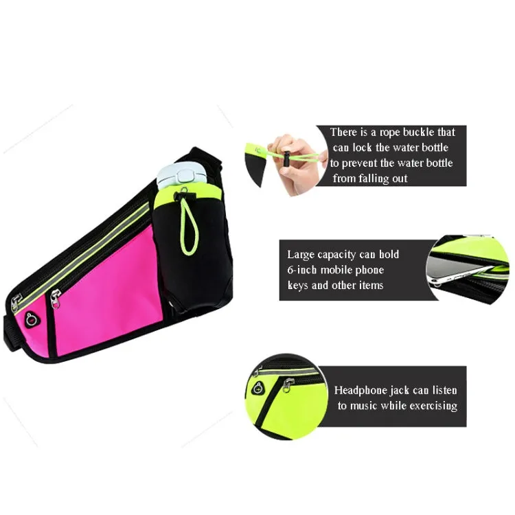 Triangle Sports Running Waist Bag Mobile Phone Water Bottle Bag, Size: 10 inch(Rose Red)