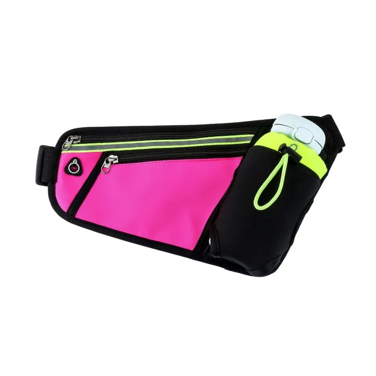 Triangle Sports Running Waist Bag Mobile Phone Water Bottle Bag, Size: 10 inch(Rose Red)