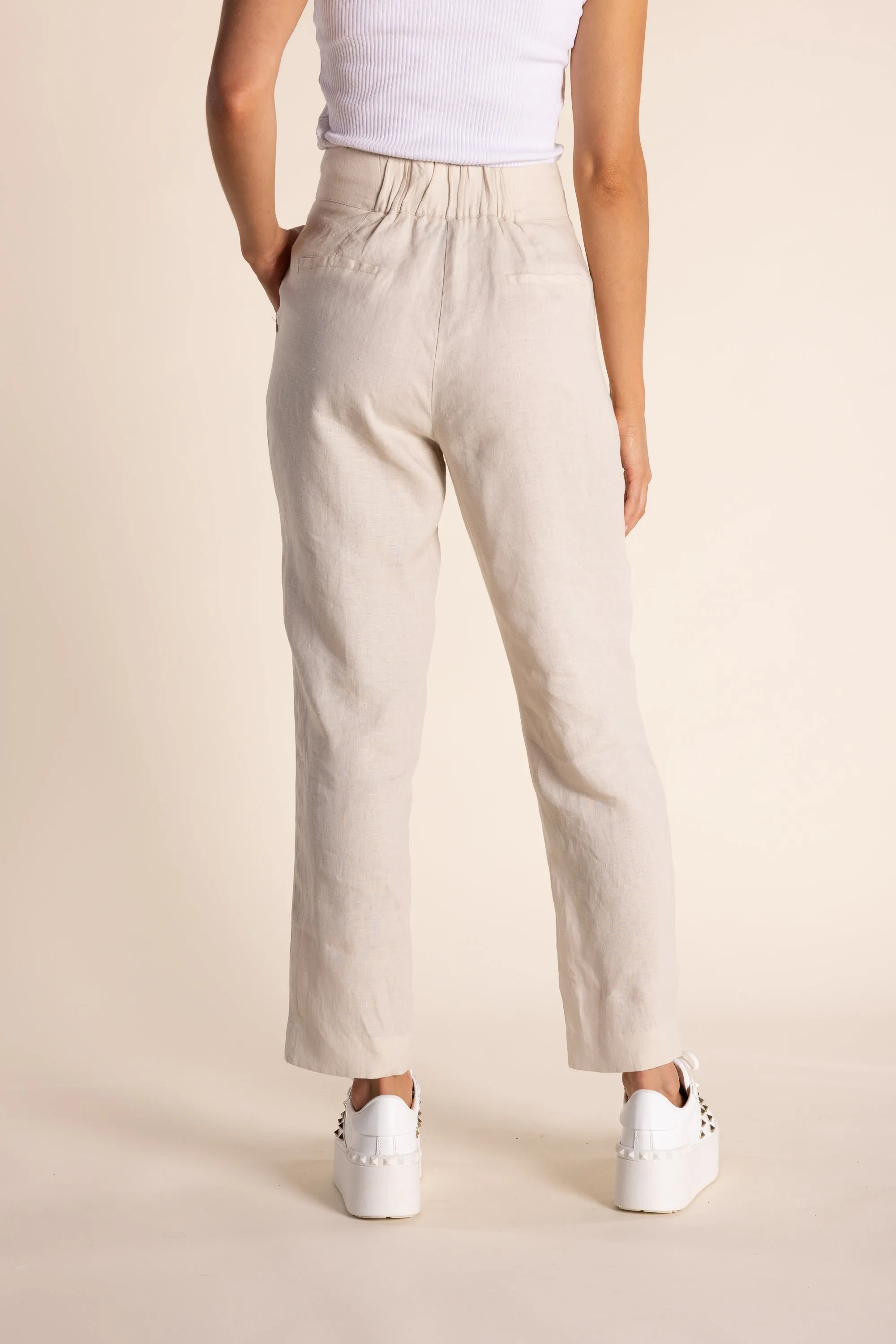 Two T's - Linen 7/8 Pant-Natural