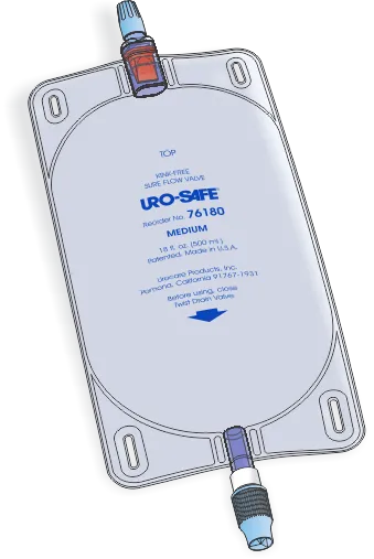 Urocare 76180 Uro-Safe Disposable Clear Vinyl Urinary Medium Leg Bag, 18 Fl.oz. Capacity, Transparent Front & Back, Twist-Drain Closure