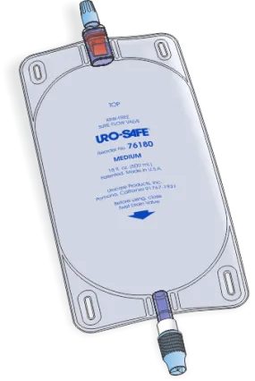 Urocare 76180 Uro-Safe Disposable Clear Vinyl Urinary Medium Leg Bag, 18 Fl.oz. Capacity, Transparent Front & Back, Twist-Drain Closure