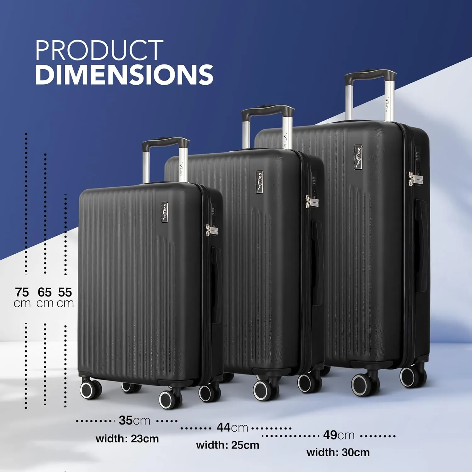 Vacay 3pc Suitcase Set in Black