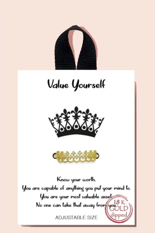 Value Yourself Crown Ring - Gold