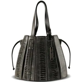 Via Veneta Provoque Fern Ostrich Leg Handbag | Black