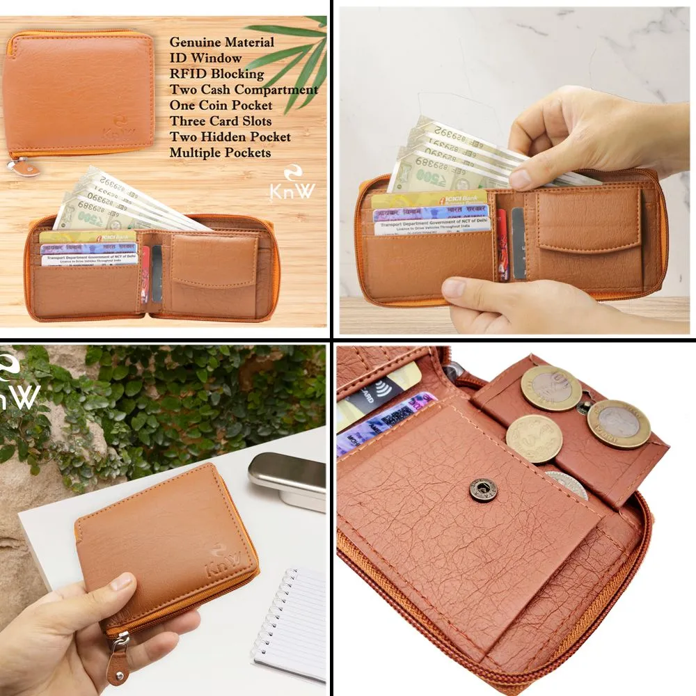 Wallet Leather Tan Round Zip