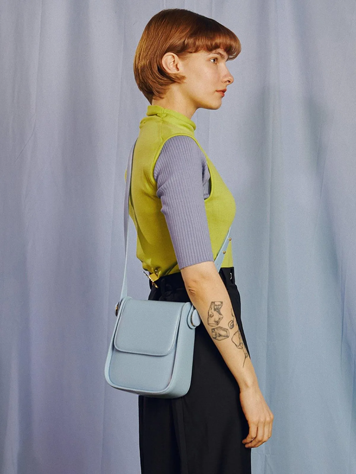 Warm Studio Blue Square Saddle Bag