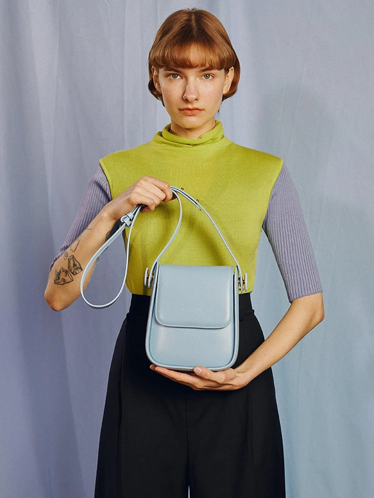 Warm Studio Blue Square Saddle Bag