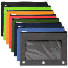 Wholesale 3 Ring Binder Pencil Case with Window - 8 Colours