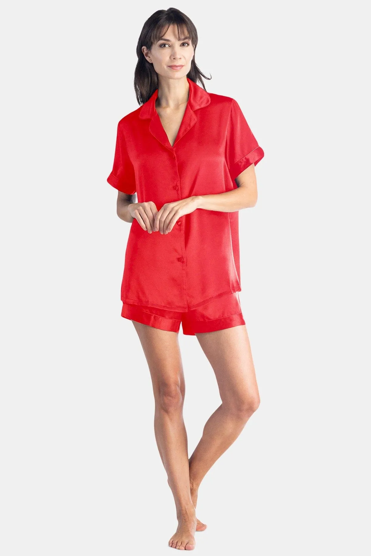 Women's 100% Mulberry Silk Short Sleeve Pajama Set with Gift Box