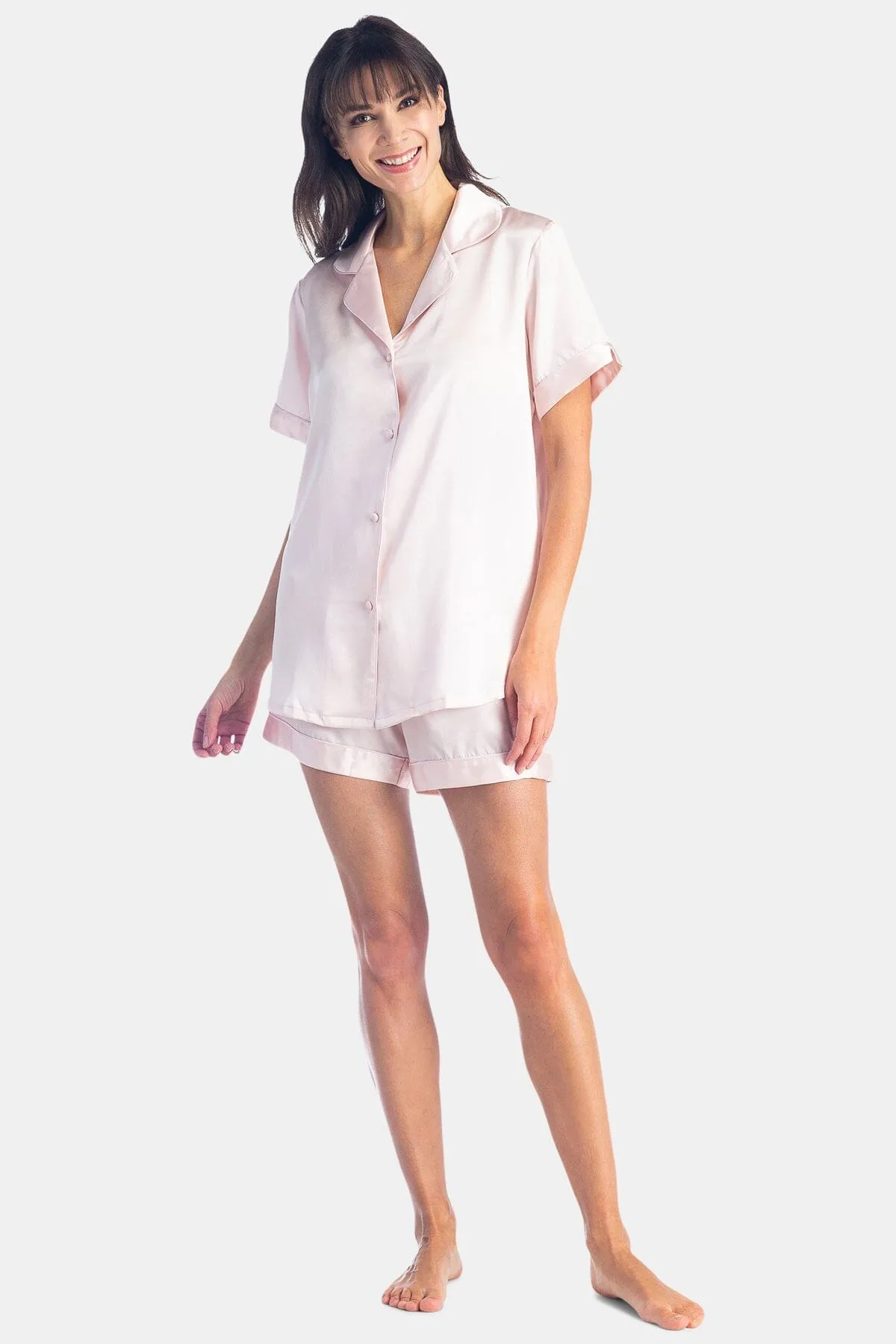 Women's 100% Mulberry Silk Short Sleeve Pajama Set with Gift Box