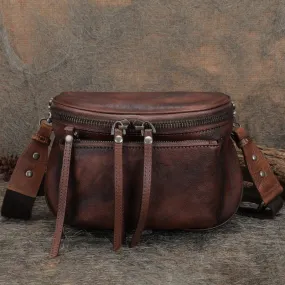 Womens Brown Leather Crossbody Saddle Bag Side Bags For Women