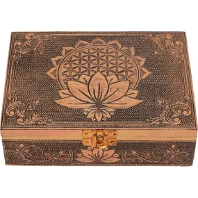 Wood and Pressed Metal Box ~ Flower of Life