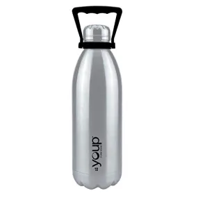 Youp insulated double walled 1500 ml Silver color thermosteel water bottle Insulated Vacuum Flask Hot and Cold 24 hours Tea Coffee Juice Milk for Office School Work Thermos with handle on top of screw cap YP1501 - 1500 ml