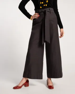 Zoey Belted Cotton Pant Charcoal